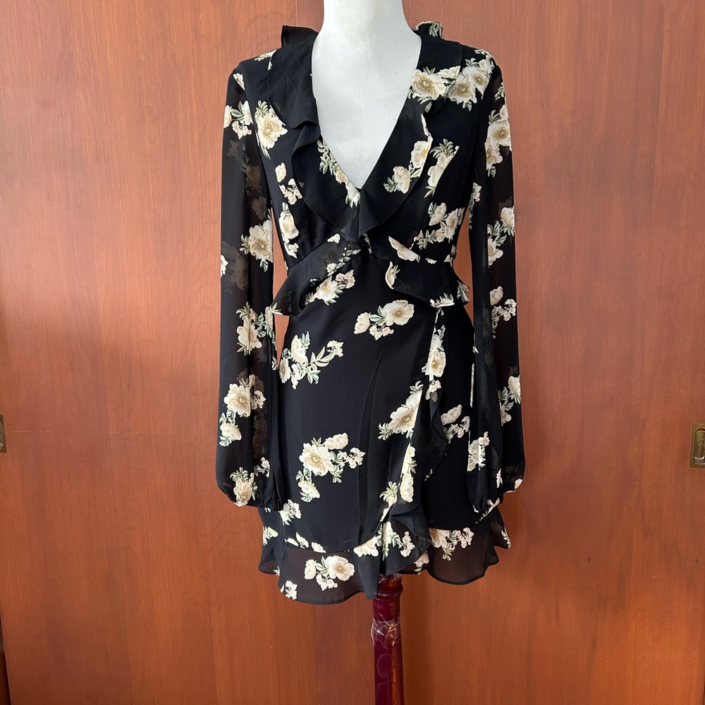 Bardot Women's Black Dress with Floral Accents